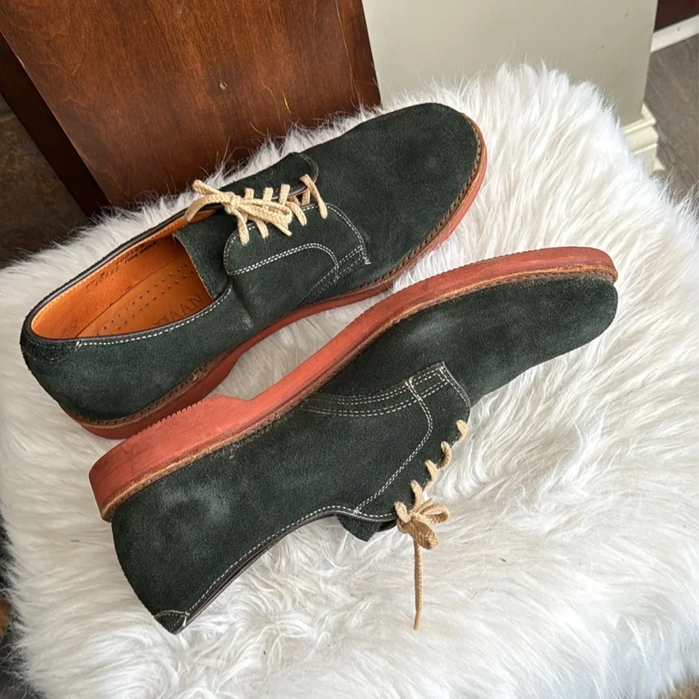 Cole Haan Vibram Classic Lace-Up Suede Oxford Green Suede Shoes size 9.5 D